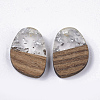 Transparent Resin & Walnut Wood Pendants X-RESI-Q210-006A-A02-2