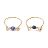 2Pcs Eco-Friendly Copper Wire & Natural Agate & Sodalite Finger Rings RJEW-JR00885-2