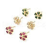 Rack Plating Brass Cubic Zirconia Stud Earrings for Women EJEW-G311-07G-1