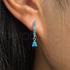 925 Sterling Silverr Micro Pave Cubic Zirconia Geometric Teardrop Hoop Earrings JL9080-14-2