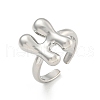 Brass Letter Open Cuff Rings for Women RJEW-G313-01H-P-1