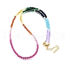 3MM Faceted Round Colorful Cubic Zirconia Beaded Necklaces for Women NJEW-A047-01G-4