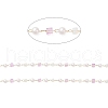 Faceted Cube Glass & ABS Plastic Imitation Pearl Beaded Chains CHS-G026-02KCG-02-1-2