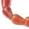 Teardrop Natural Crackle Agate & Round Brass Beaded Stretch Bracelets for Women BJEW-JB10711-4