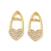 Brass Micro Pave Clear Cubic Zirconia Pendants KK-E068-VF194-3