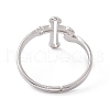 201 Stainless Steel Hollow Out Cross Adjustable Ring for Women RJEW-K238-06P-2