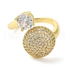 Brass Micro Pave Cubic Zirconia Cuff Rings RJEW-P102-10G-2