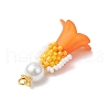Glass Seed Beaded Flower Figurine Pendants PALLOY-MZ00686-05-4