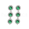 Brass Pave Cubic Zirconia Stud Earring Findings KK-D369-07P-A-1