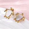 304 Stainless Steel Natural White Shell Stud Earrings EJEW-Z103-05G-02-3