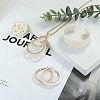 Teardrop Alloy with Acrylic Pendant Necklace & Hoop Earring & Cuff Bangle FS-WG301DC-01-2