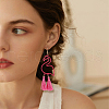 FIBLOOM 4 Pairs 4 Colors Alloy Flamingo Dangle Earrings EJEW-FI0003-20-6