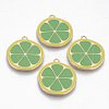 Light Gold Plated Alloy Enamel Pendants X-ENAM-T011-01KC-RS-1