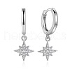 Elegant 925 Sterling Silver Star Hoop Earrings DE4075-2-3