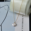 Summer Natural Freshwater Pearl Oval Safety Button Pendant Necklaces ZU8498-4