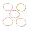 5Pcs 5 Styles Heart Acrylic & Glass Seed Beaded Stretch Bracelet Sets BJEW-JB10473-02-2