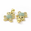 Brass Micro Pave Clear Cubic Zirconia Pendants ZIRC-F135-28G-02-3