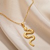 304 Stainless Steel Snake Pendant Necklaces for Women Men NJEW-Z063-03G-02-1