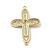 Eco-Friendly Rack Plating Brass Micro Pave Clear Cubic Zirconia Connector Charms KK-F847-04G-2