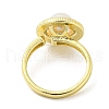 Natural Pear & Shell Flat Round Open Cuff Ring RJEW-H220-23G-3