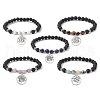 Natural Lava Rock & Mixed Gemstone Round Beaded Stretch Bracelet BJEW-JB09767-1