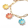 Alloy Enamel Flower Charm Bracelet with Paperclip Chains BJEW-JB08701-4