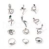 12Pcs Alloy Rhinestone Cuff Rings PW-WGFF40C-01-5