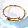 304 Stainless Steel Torque Bangles for Women BJEW-P310-15G-2