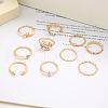 10Pcs Alloy with Crystal Rhinestone Finger Rings WG3531F-01-3