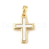 Brass Pave Natural White Shell Pendants KK-S522-01C-G-1