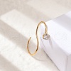 S-shape 304 Stainless Steel Cubic Zirconia Double Cuff Rings for Unisex RJEW-Q007-05G-3