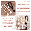 6Pcs 3 Colors Wood Tassels Pendant Decorations HJEW-OC00016-4