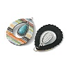 Teardrop Alloy & Synthetic Turquoise & Imitation Leather Big Pendants FIND-G069-03P-01-2