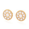 Flat Round with Sun 304 Stainless Steel Enamel Stud Earrings EJEW-T047-17G-B-1