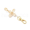 Cross Natural Cowrie Shell Pendant Decorations HJEW-JM03314-02-4