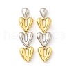 Heart Brass Dangle Stud Earrings EJEW-F358-01GP-2