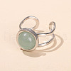 304 Stainless Steel & Natural Aventurine Cuff Rings FS-WGDE3F0-08-1