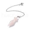 Natural Rose Quartz Pointed Dowsing Pendulums AJEW-B020-05P-07-2