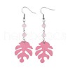 Tropical Theme Monstera Leaf Poplar Wood Dangle Earrings EJEW-JE03357-2