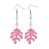 Tropical Theme Monstera Leaf Poplar Wood Dangle Earrings EJEW-JE03357-2