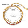 304 Stainless Steel & Dyed Natural Jade Beaded Double Layer Bracelets FS-WG81BCE-09-1