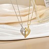 2Pcs Brass Micro Pave Clear Cubic Zirconia Magnetic Pendant Necklaces with 304 Stainless Steel Cable Chain WG04DA7-05-1