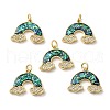 Rack Plating Brass Micro Pave Cubic Zirconia with Synthetic Opal Pendants KK-D088-28G-1