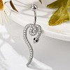 Alloy Rhinestone Snake Curved Barbell Belly Rings AJEW-R007-03P-02-2