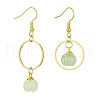 Natural Green Aventurine Pumpkin with Ring Dangle Earrings EJEW-JE05509-03-1