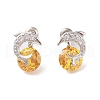 Rack Plating Brass Micro Pave Cubic Zirconia Stud Earrings EJEW-I304-03P-02-1