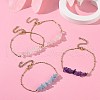 Natural Mixed Gemstone Chips Beaded Link Bracelet BJEW-JB09419-5