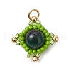 Natural Tiger Eye(Dyed & Heated) & Handmade Glass Seed Beaded Star Pendants PALLOY-MZ00493-04-1
