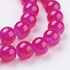 Imitation Jade Glass Round Beads Strands X-DGLA-S076-8mm-24-3