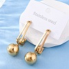 304 Stainless Steel Round Dangle Stud Earrings EJEW-Z098-31G-3
